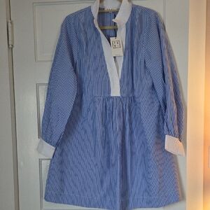 Blue and White Striped Dress